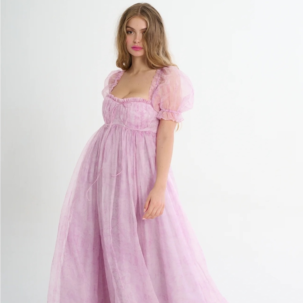 Selkie Pink Porcelain Silk Gauze Seashell Gown